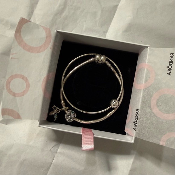 Pandora Jewelry - Pandora Bracelet Bundle Snake Chain + Bangle + 2 charms